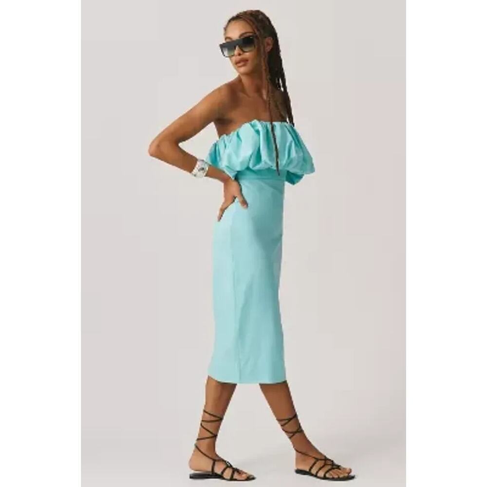 NWD Anthropologie Let Me Be Slim Bubble Dress Size S Blue Hawaiian #MC447